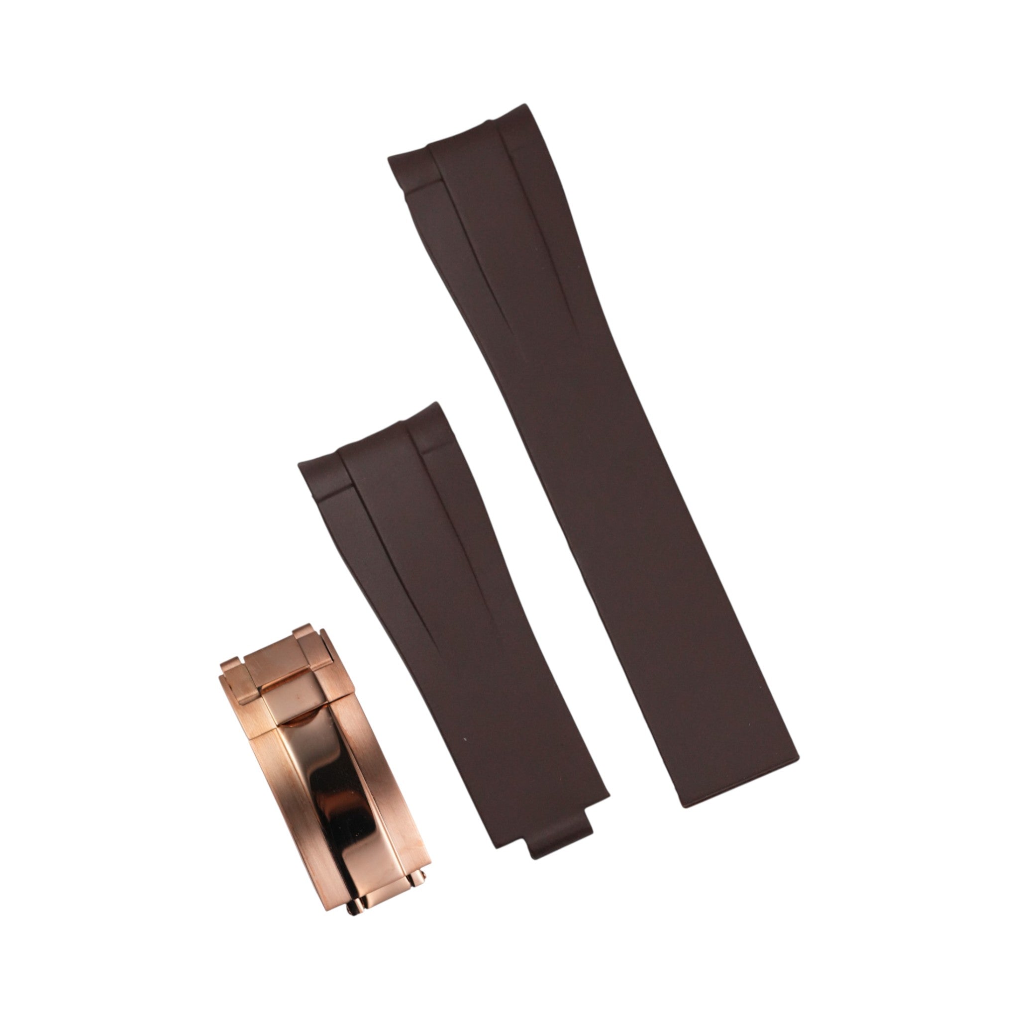 Submariner: Brown Rubber Strap with Rose Gold Clasp