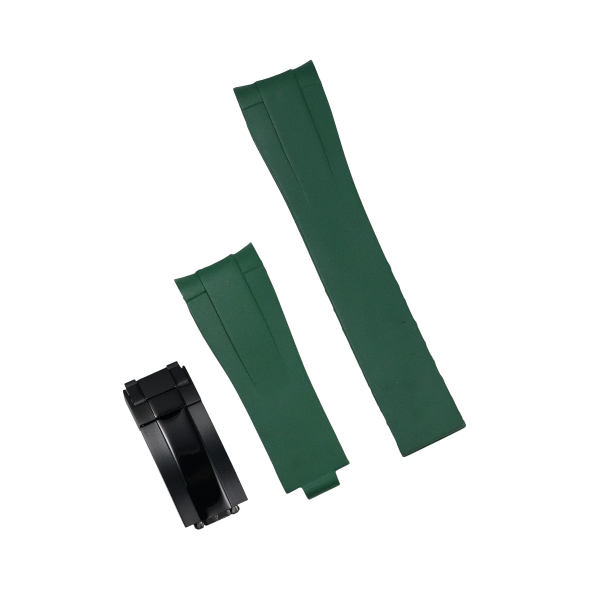 Submariner: Green Rubber Strap with Black Clasp