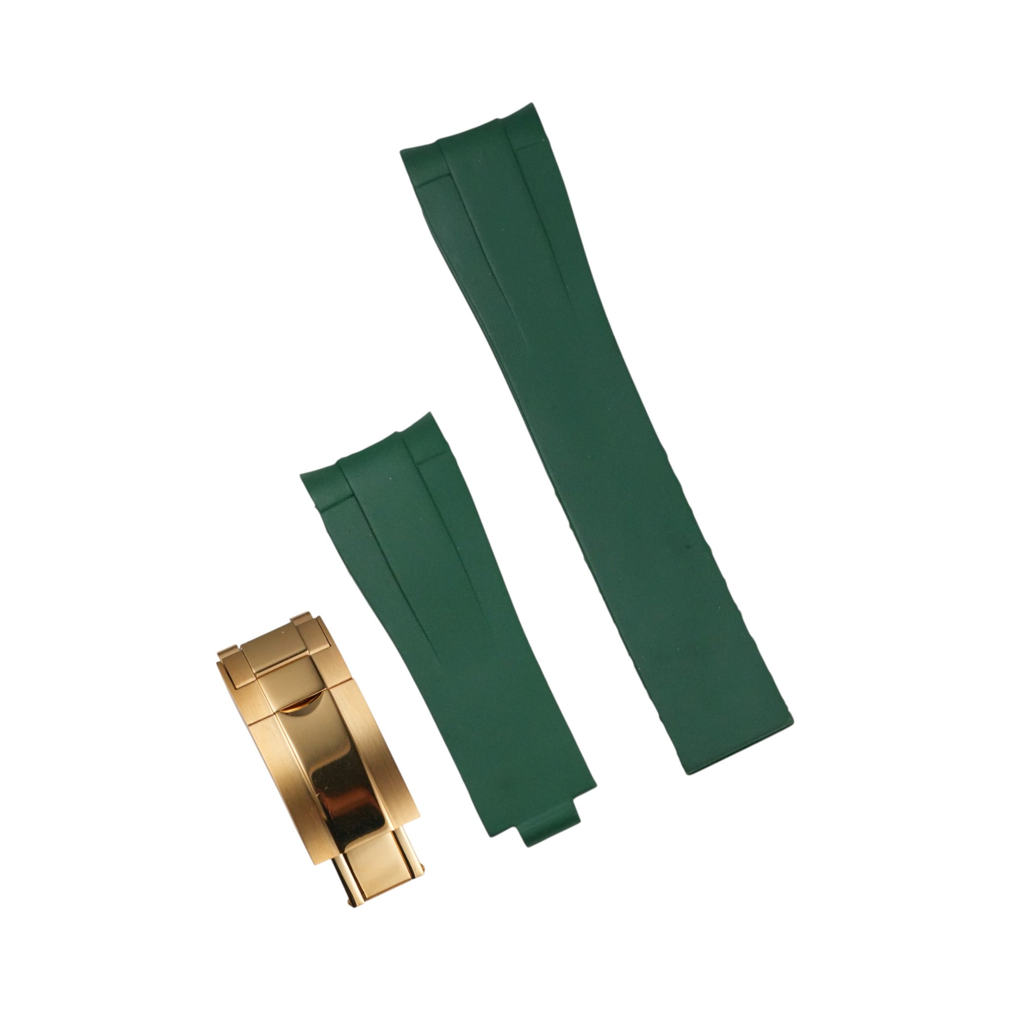 Submariner: Green Rubber Strap with Gold Clasp