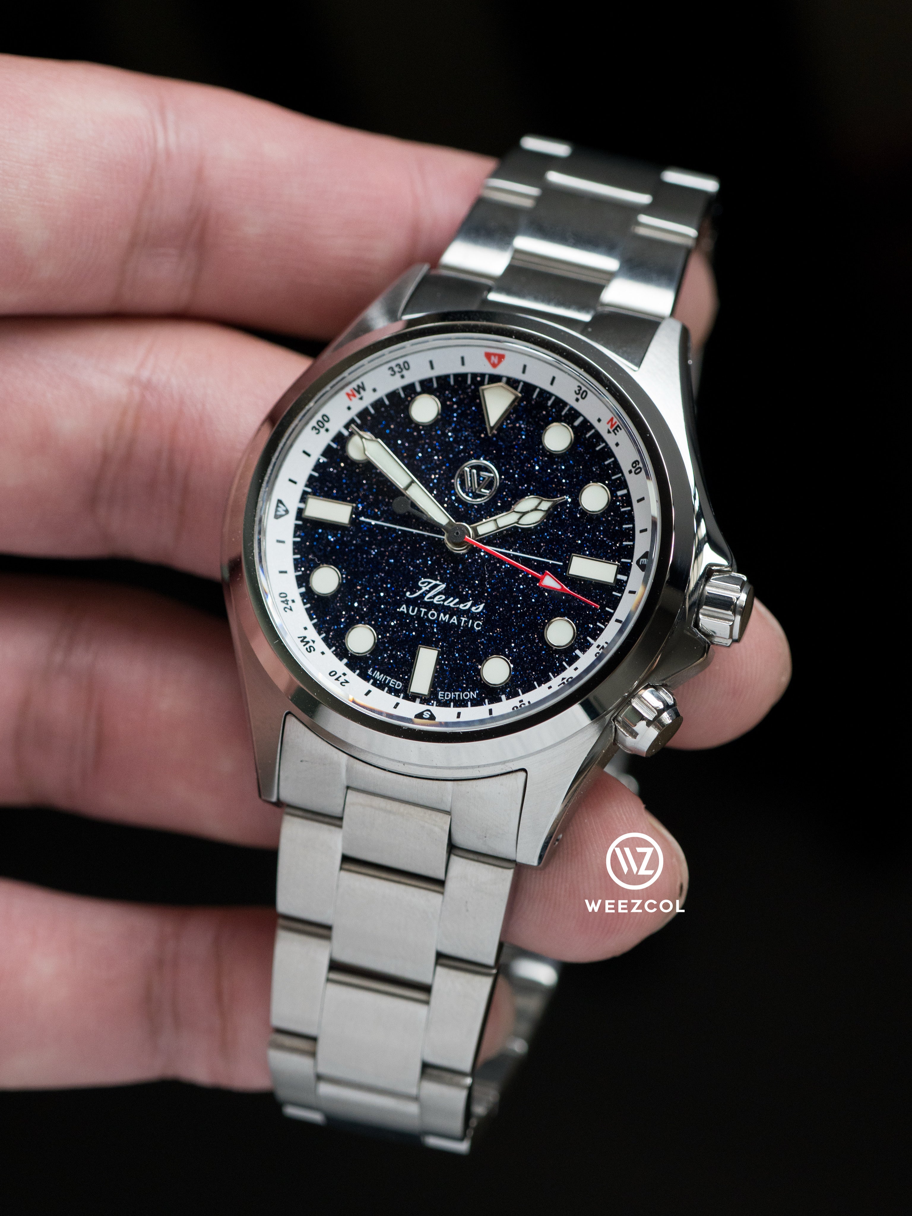 Alpinist Aventurine: Brushed Silver w/ White Compass Ring