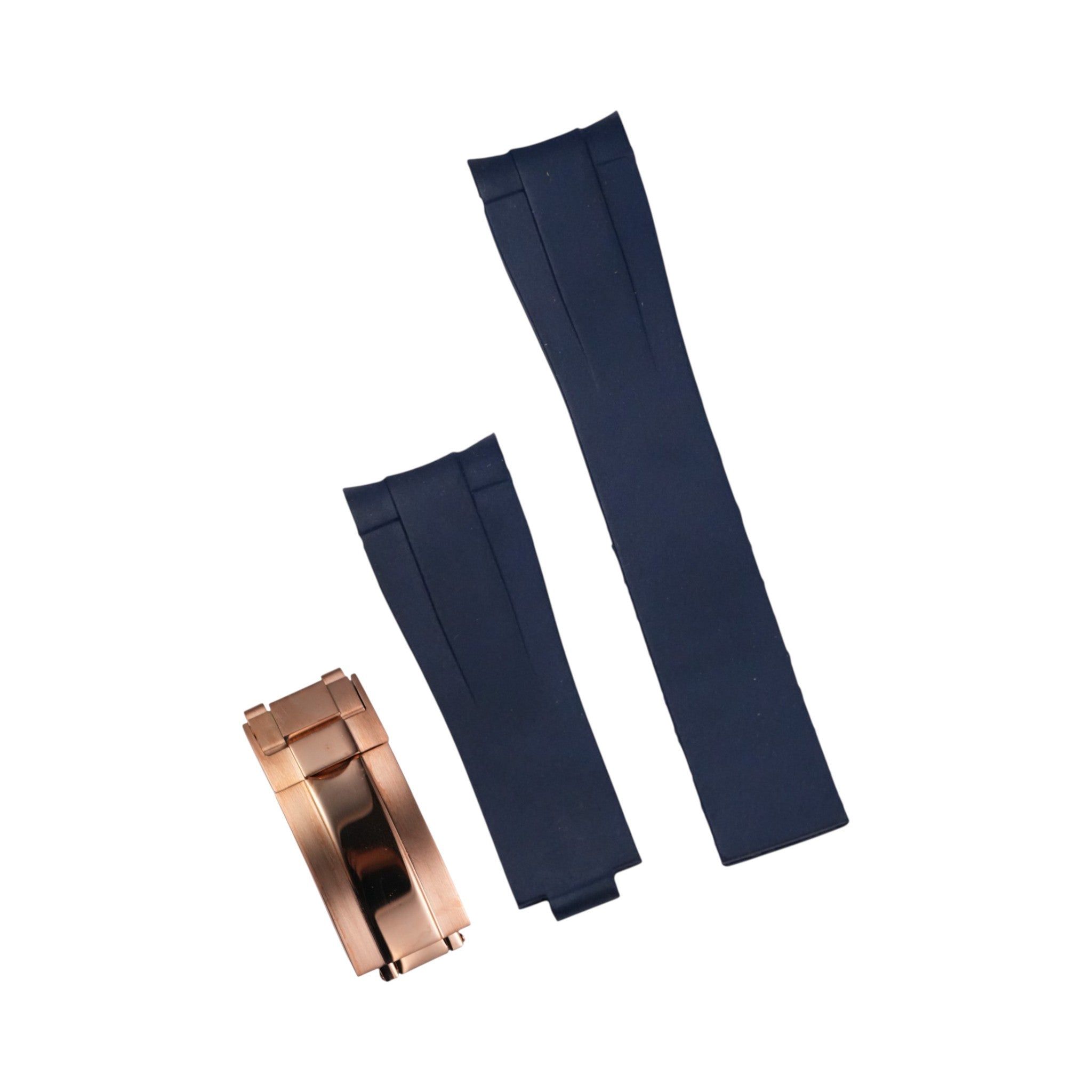 Submariner: Navy Blue Rubber Strap with Rose Gold Clasp