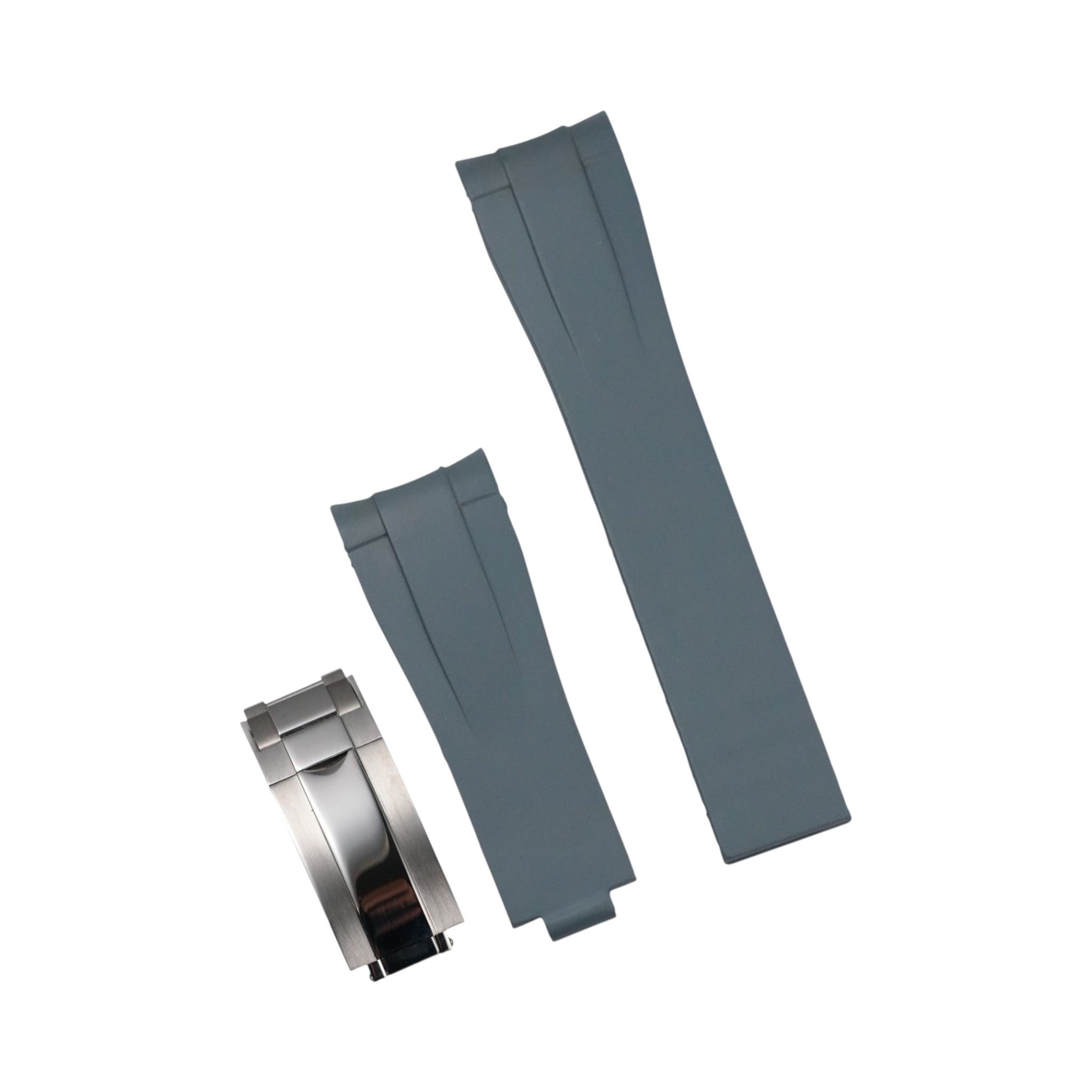 Submariner: Gray Rubber Strap with Polished Silver Clasp