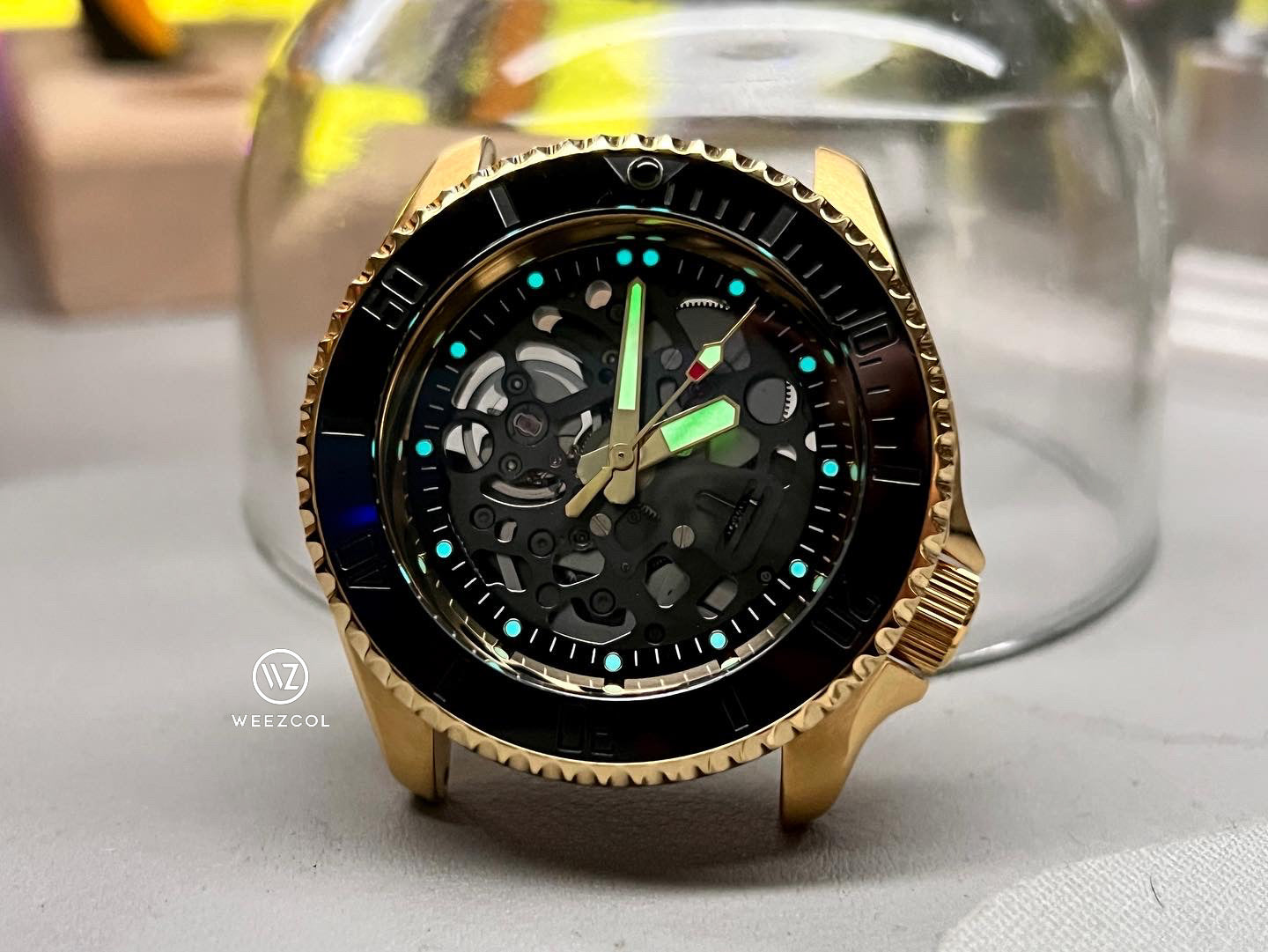 SKX007 Skeleton NH72: Brushed Gold