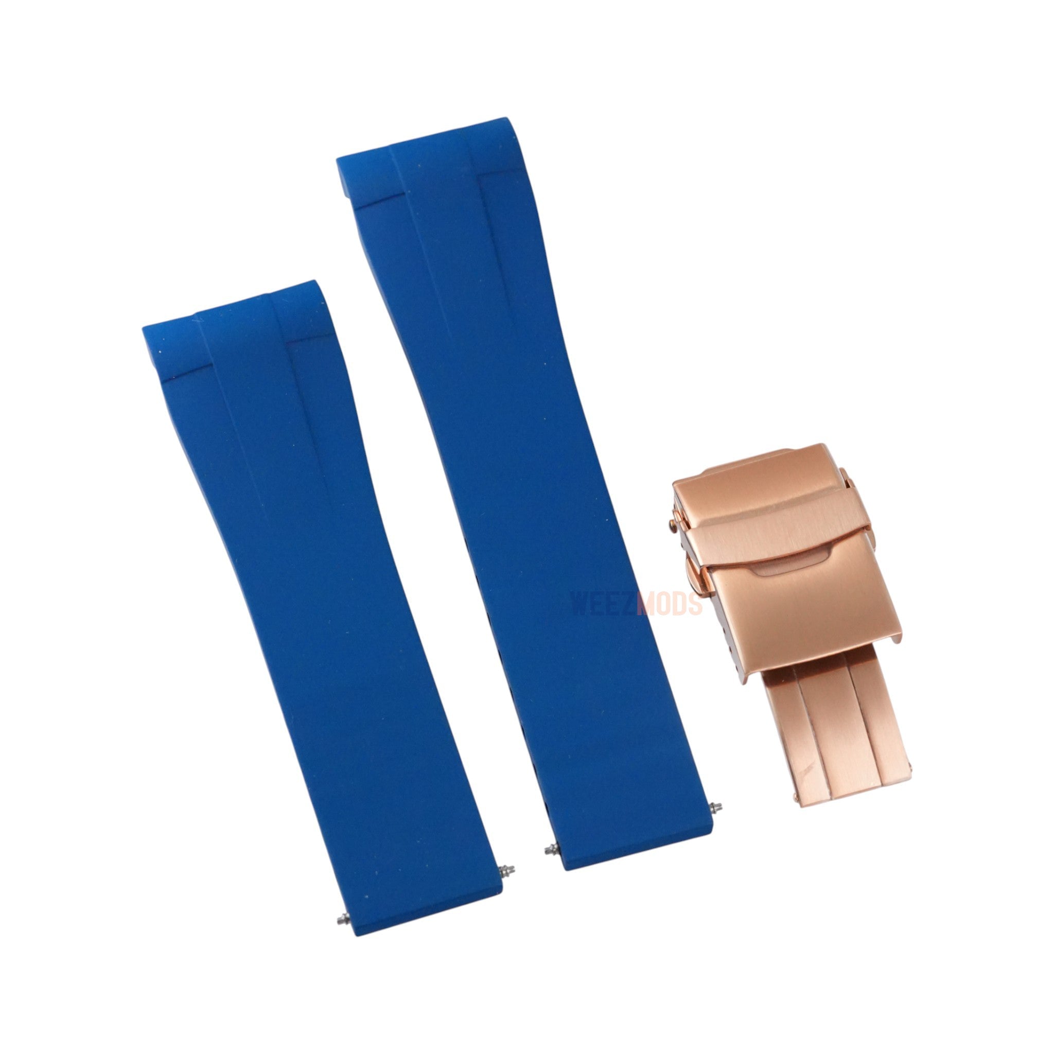 SKX007/SRPD FKM: Navy Rubber Strap with Rose Gold Clasp