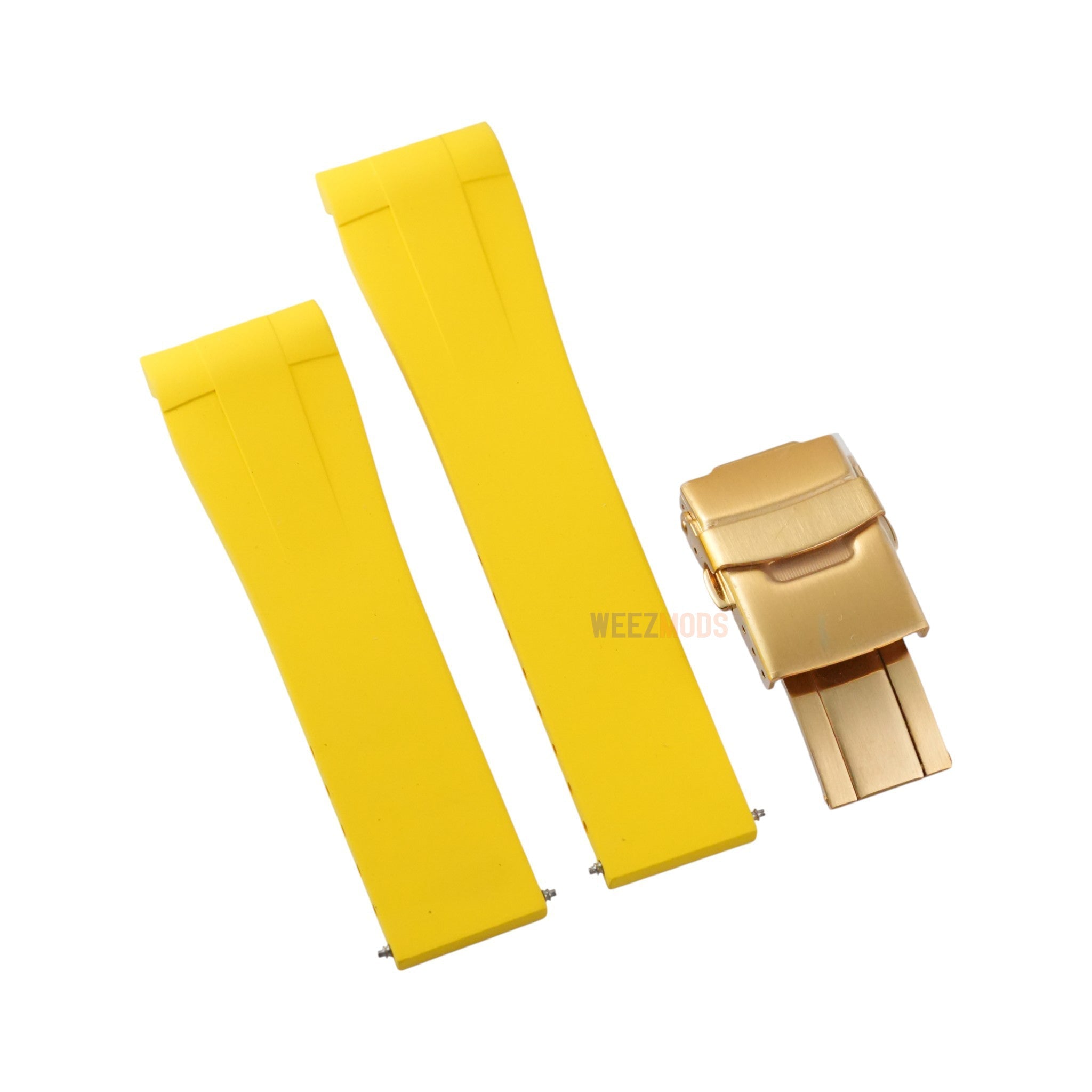 SKX007/SRPD FKM: Yellow Rubber Strap with Rose Gold Clasp