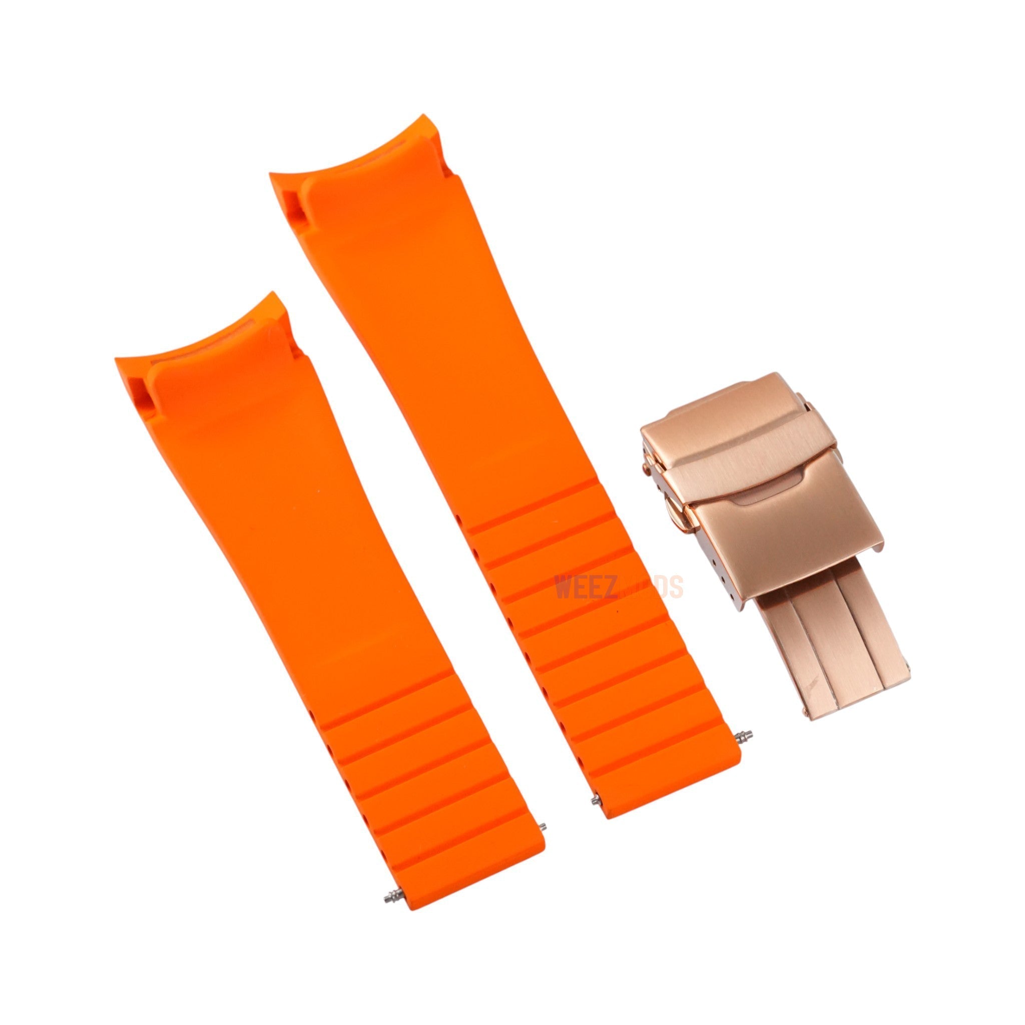 SKX007/SRPD FKM: Orange Rubber Strap with Rose Gold Clasp