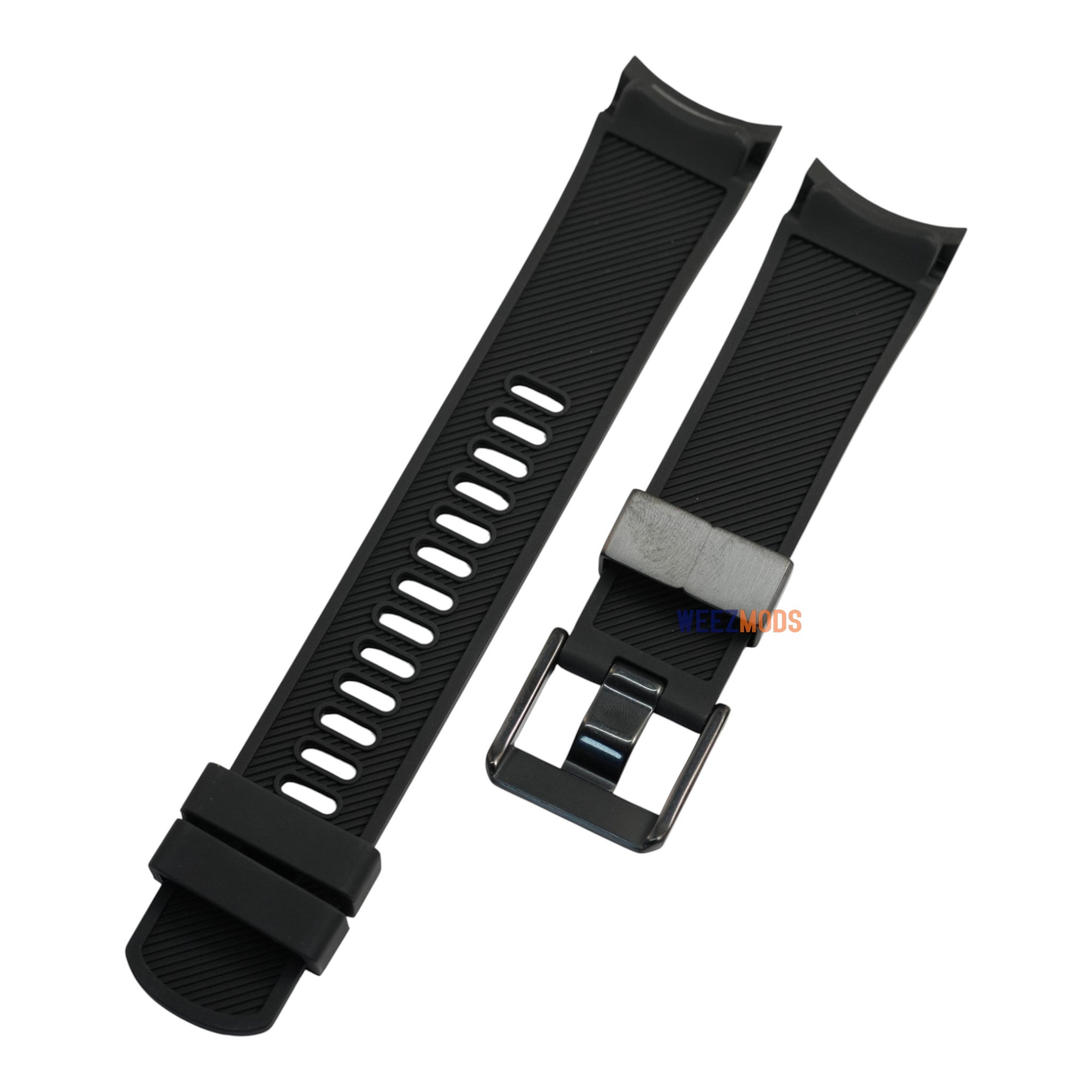 SKX007/SRPD FKM: Black Rubber Strap with Brushed Black Buckle