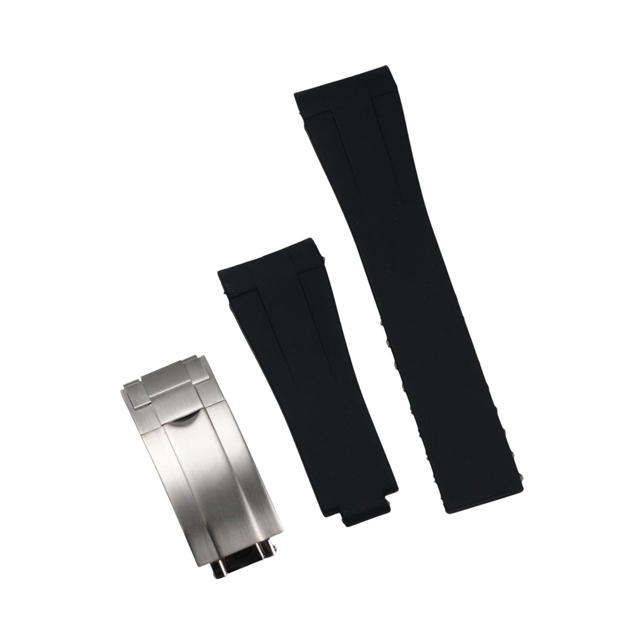 Submariner: Black Rubber Strap with Brushed Silver Clasp
