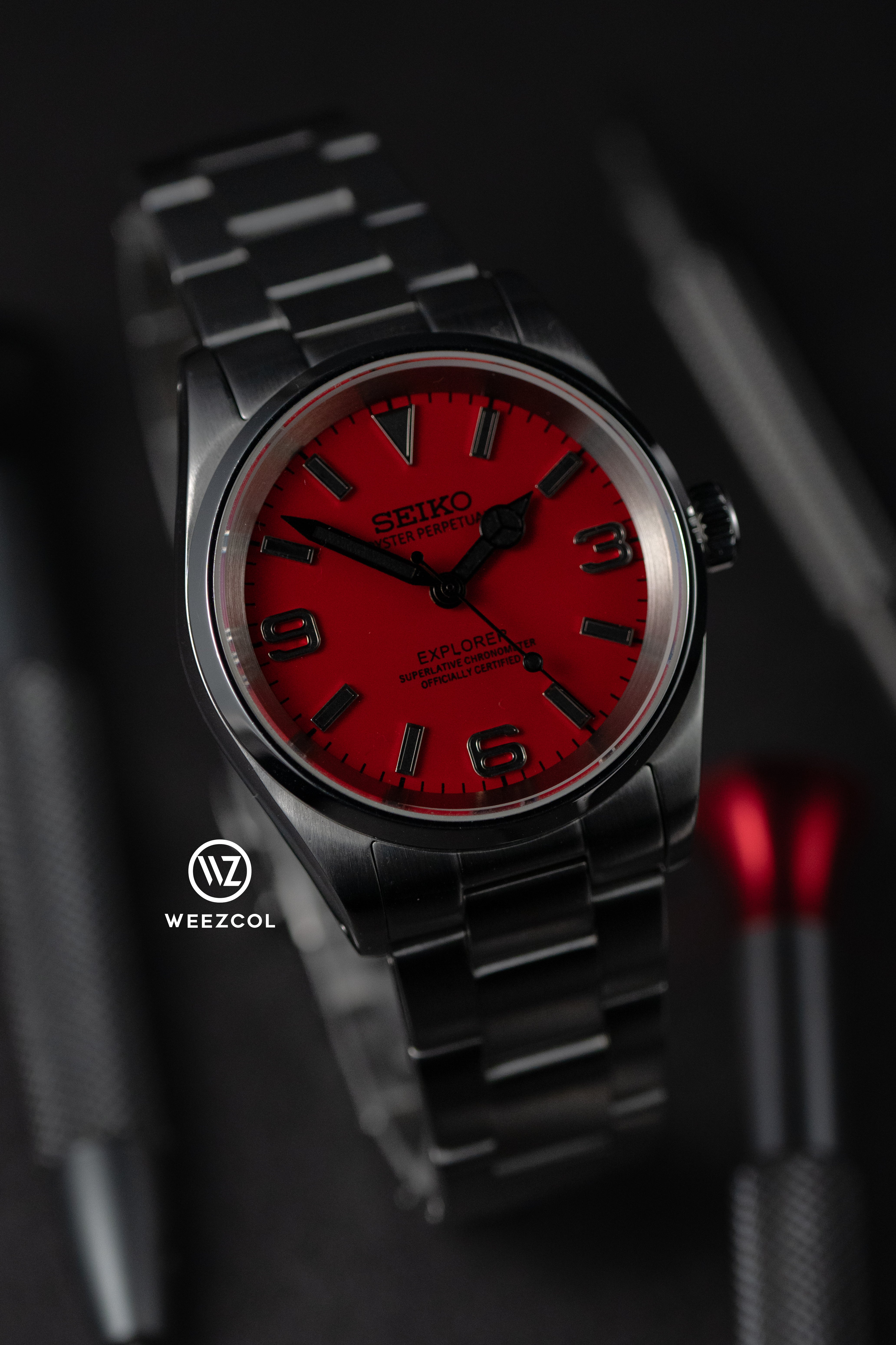 Seiko Explorer: Red with Black Lume