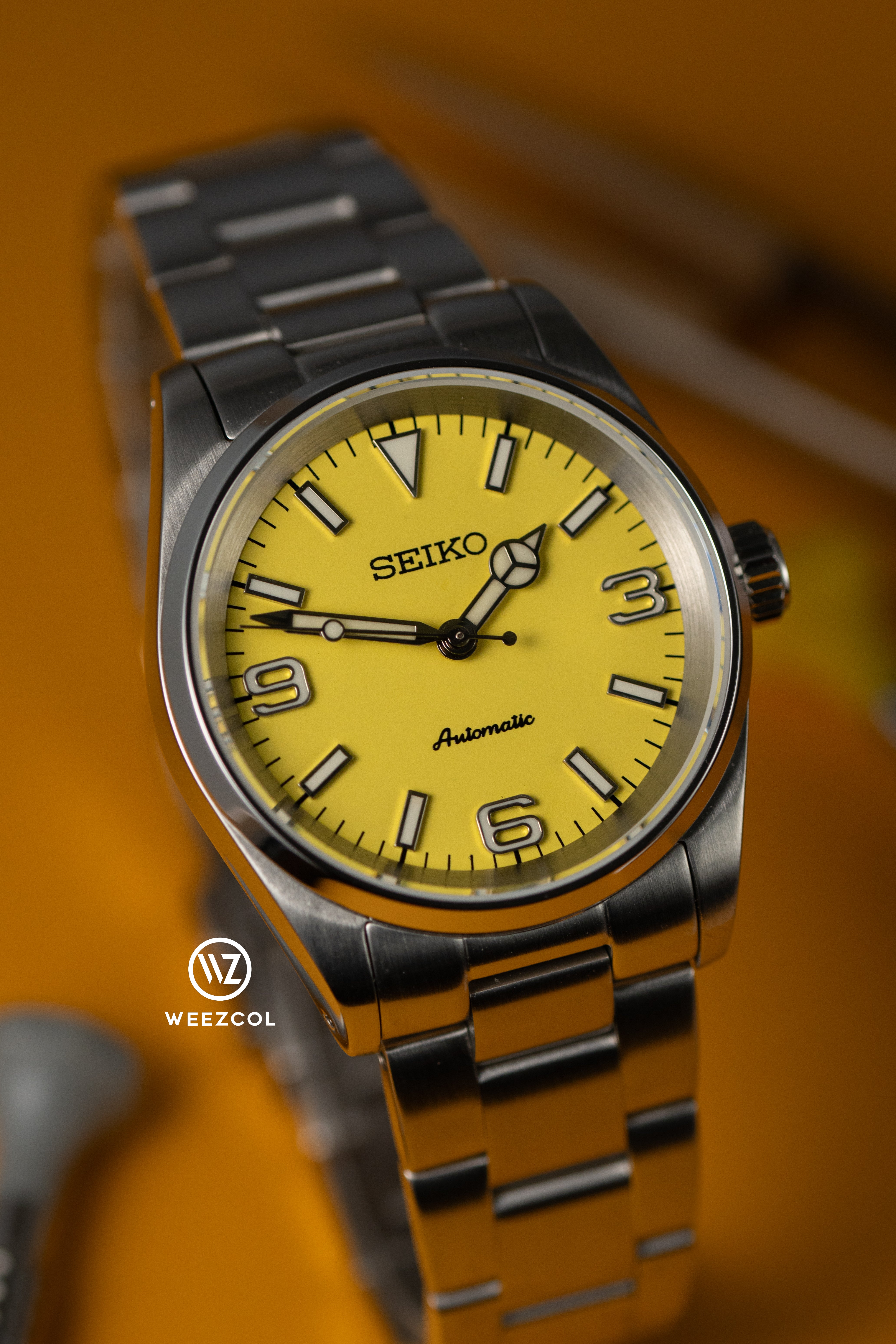 Seiko Explorer: Yellow in Brushed Silver