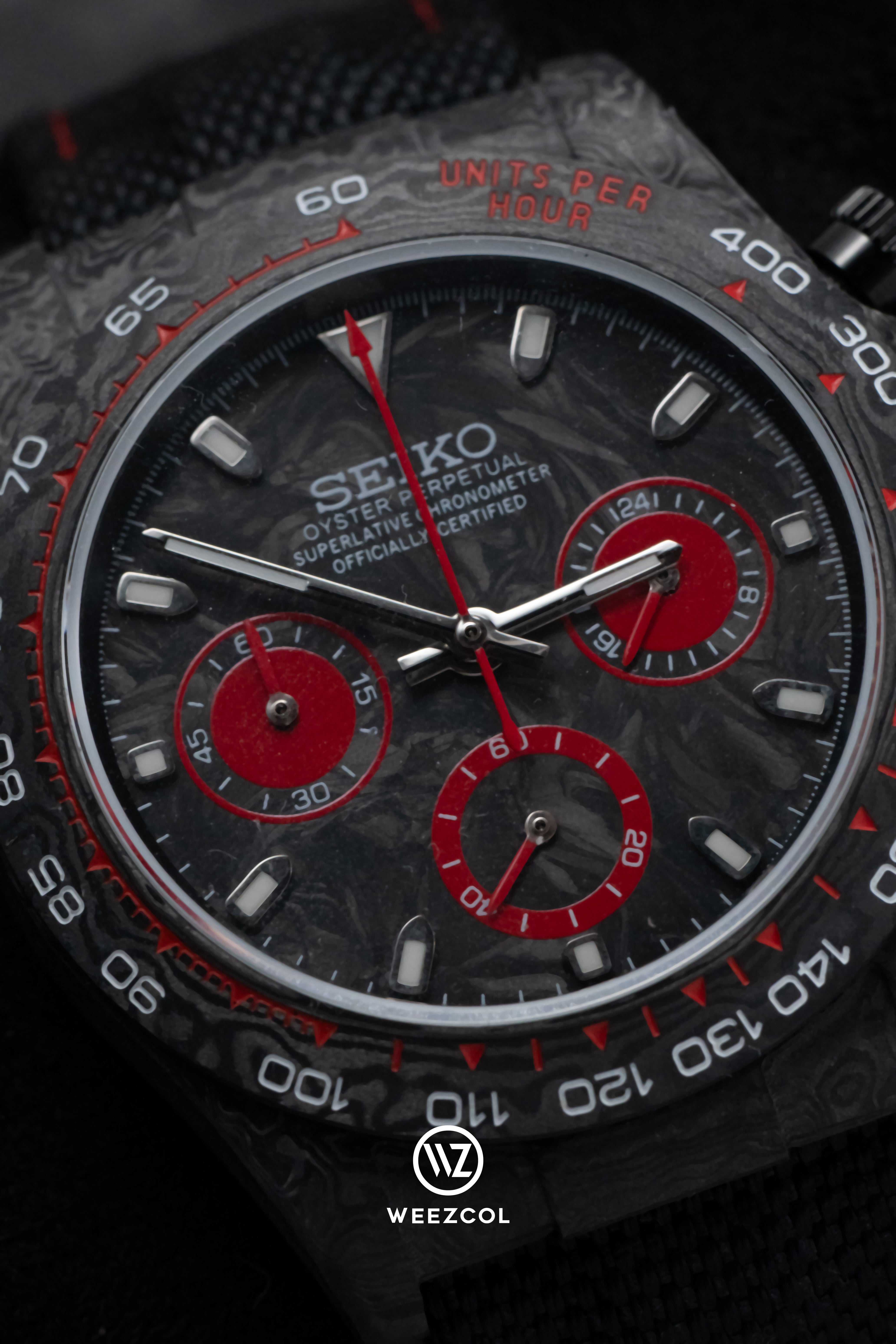 Seiko VK63: Carbon Fiber in Red