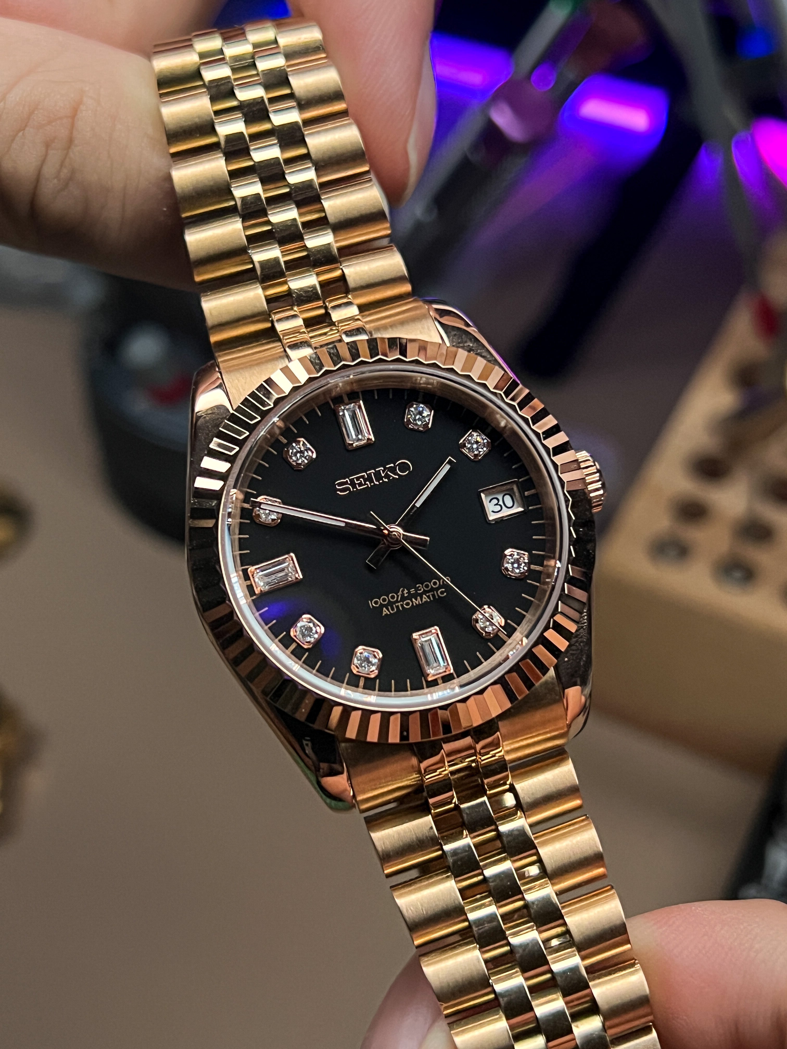Seiko Baguette Diamonds: Rose Gold