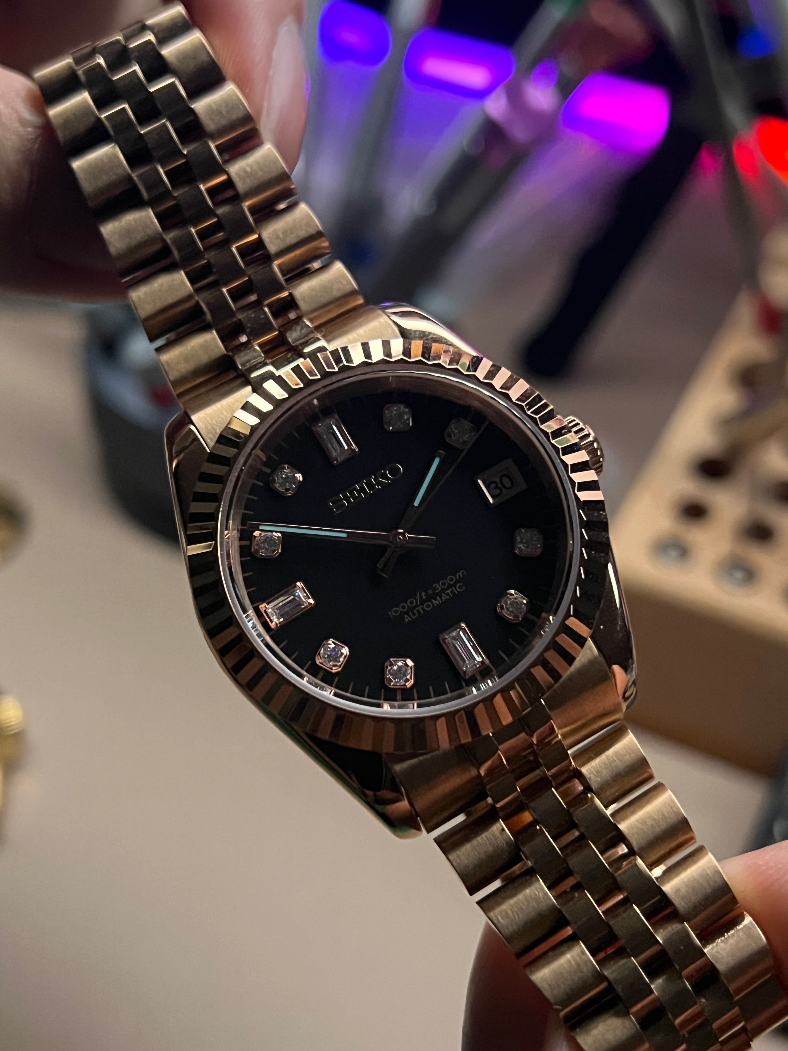 Seiko Baguette Diamonds: Rose Gold