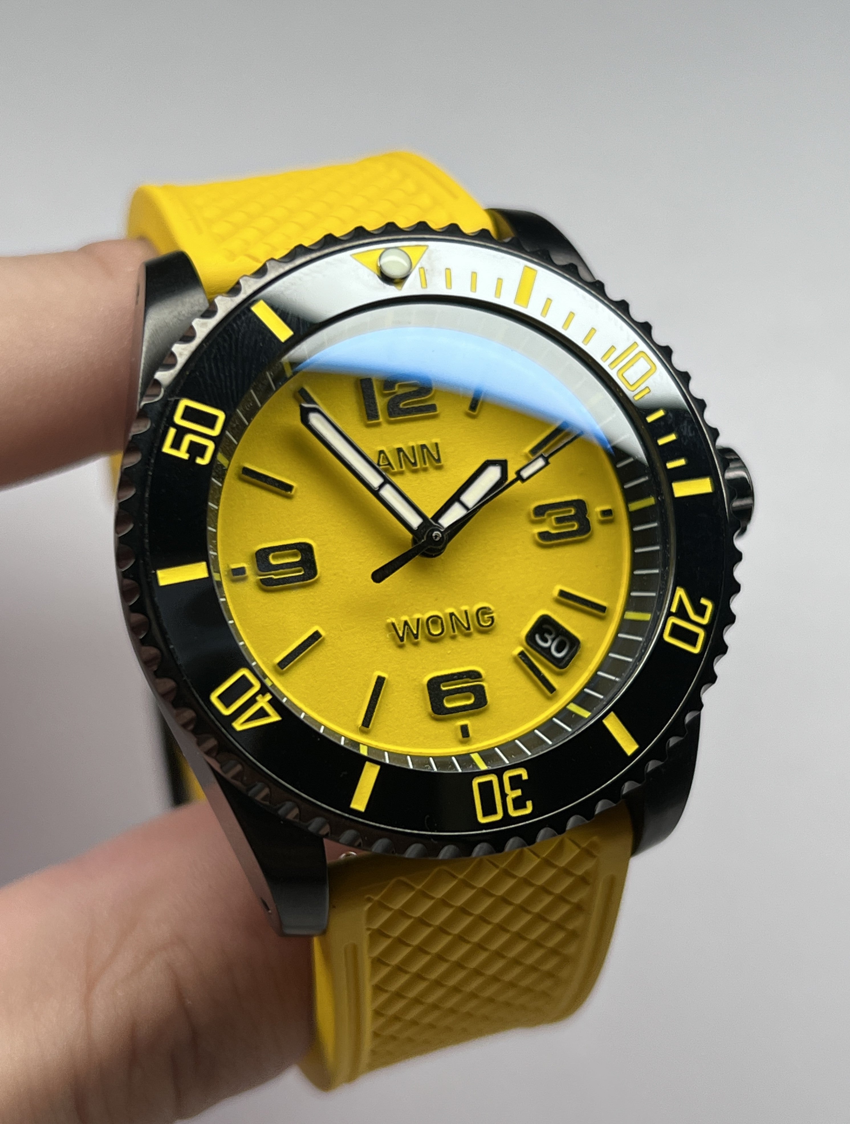 SKX007 Brushed Black: Custom Name in Yellow