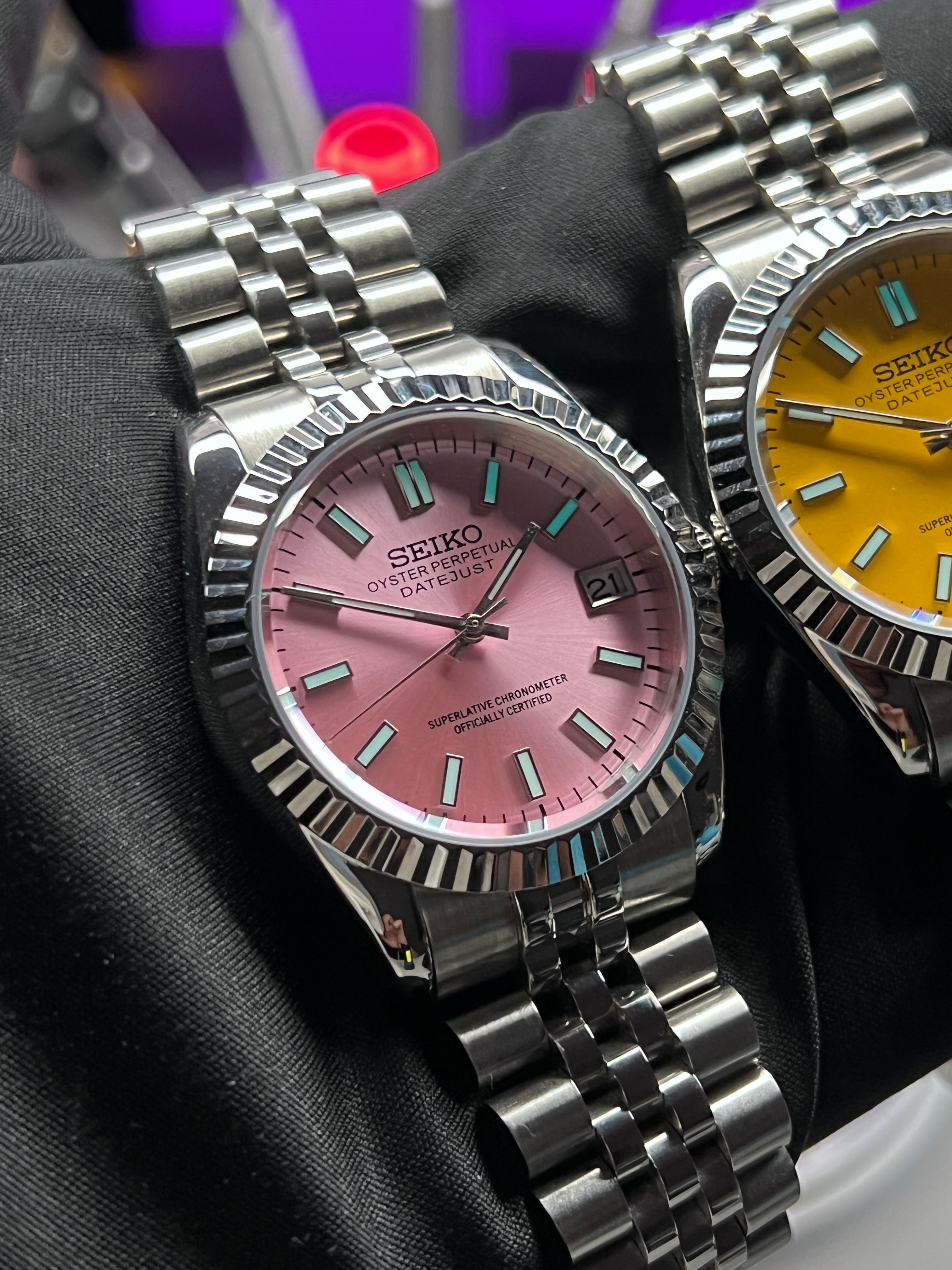 Seiko Datejust: Sunburst Pink in Silver