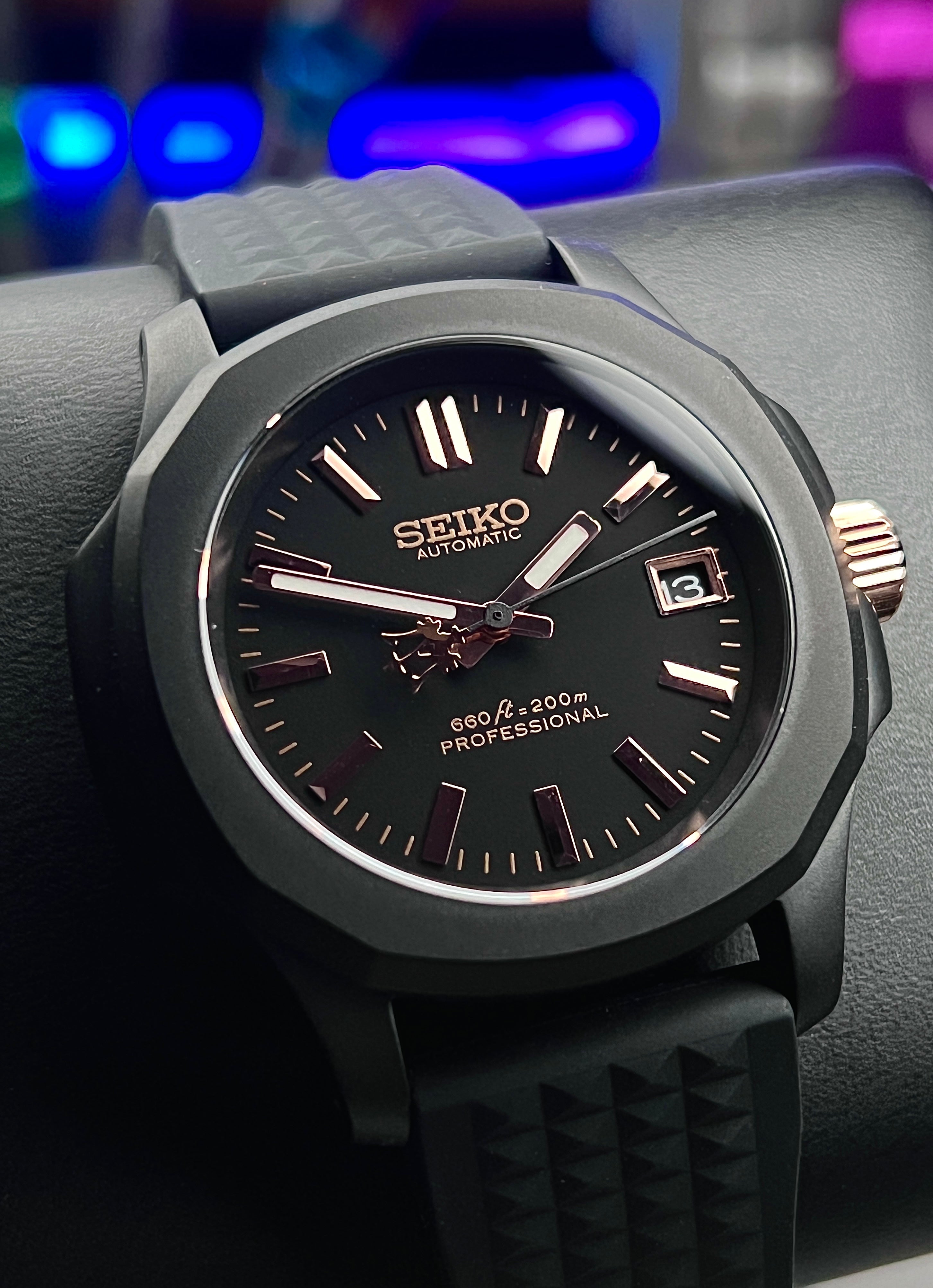 SKX007 Nautilus: Rose Gold in Matte Black