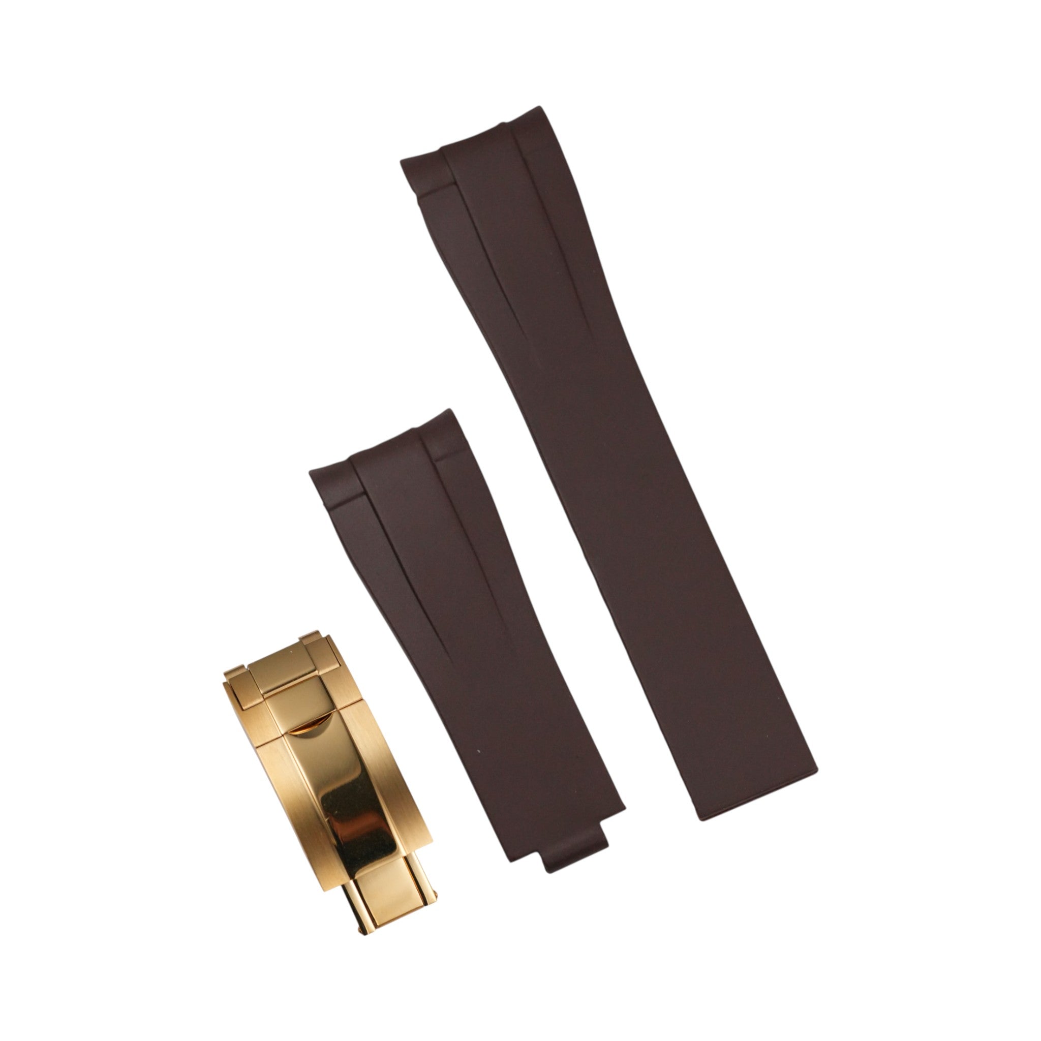 Submariner: Brown Rubber Strap with Gold Clasp