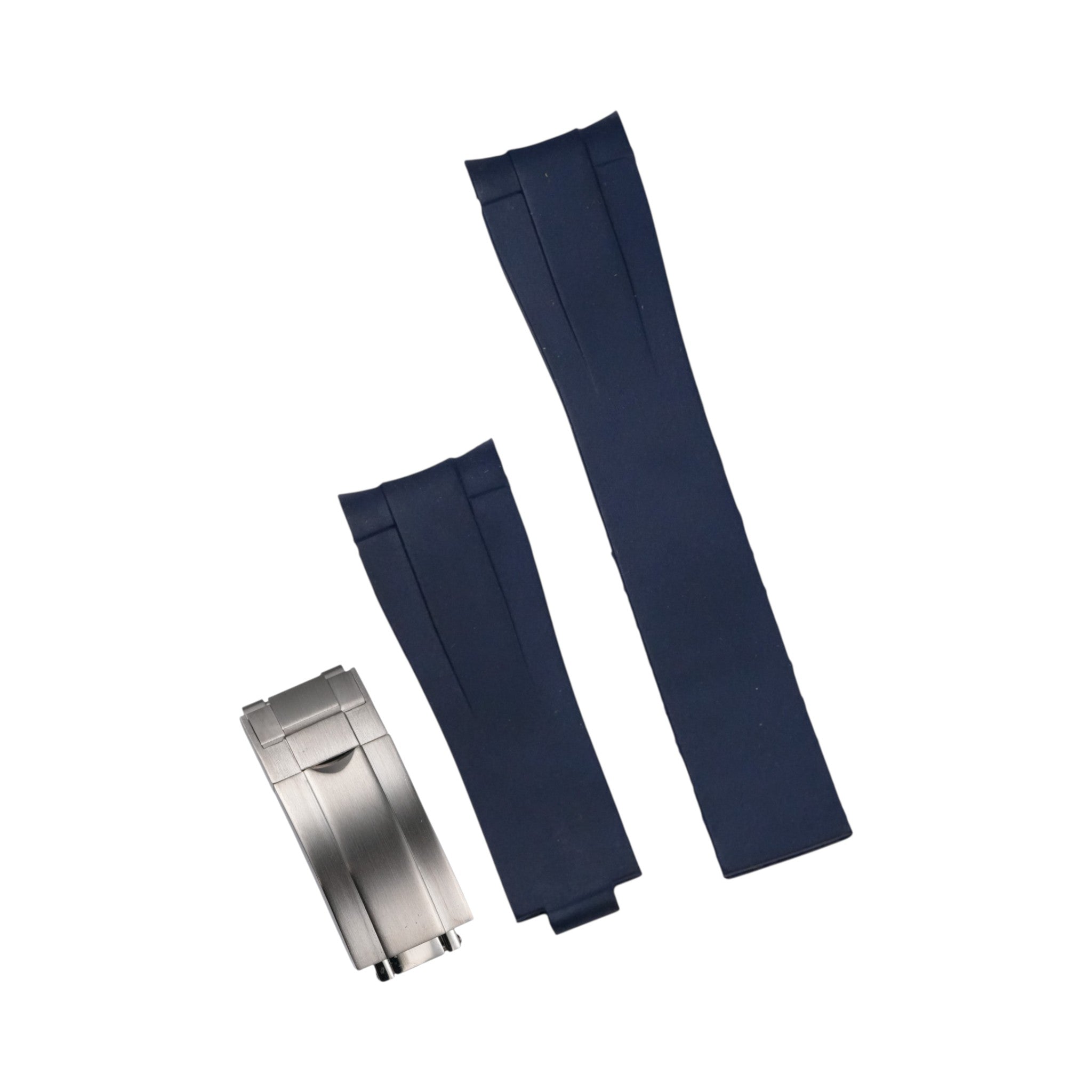 Submariner: Navy Blue Rubber Strap with Brushed Silver Clasp
