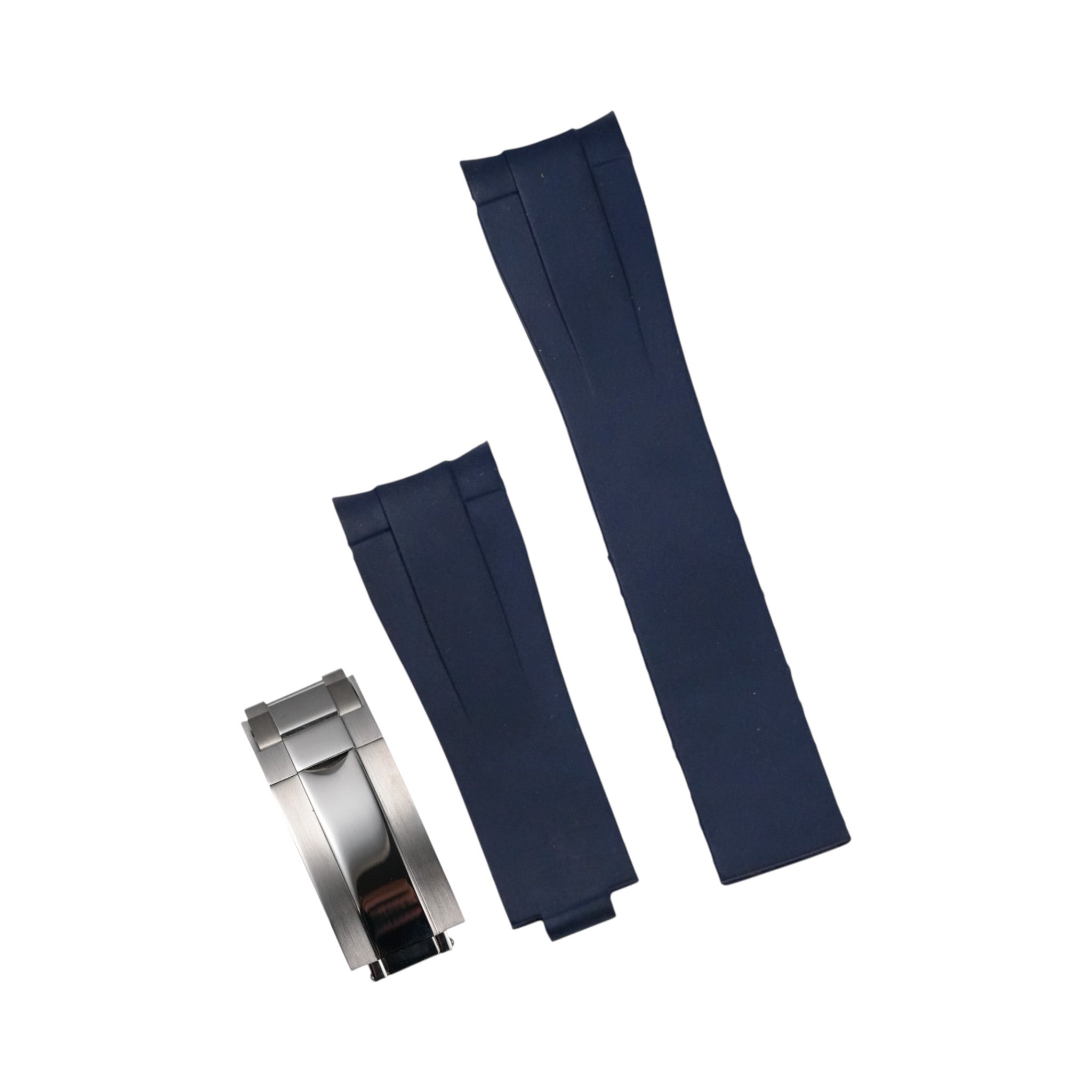 Submariner: Navy Blue Rubber Strap with Polished Silver Clasp