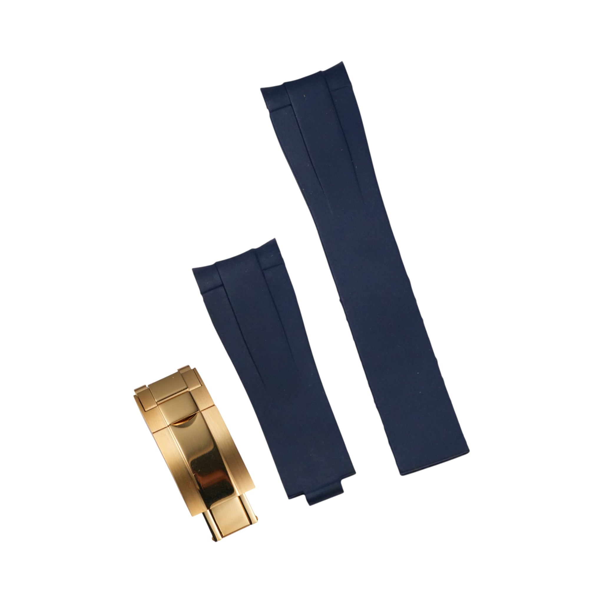 Submariner: Navy Blue Rubber Strap with Gold Clasp