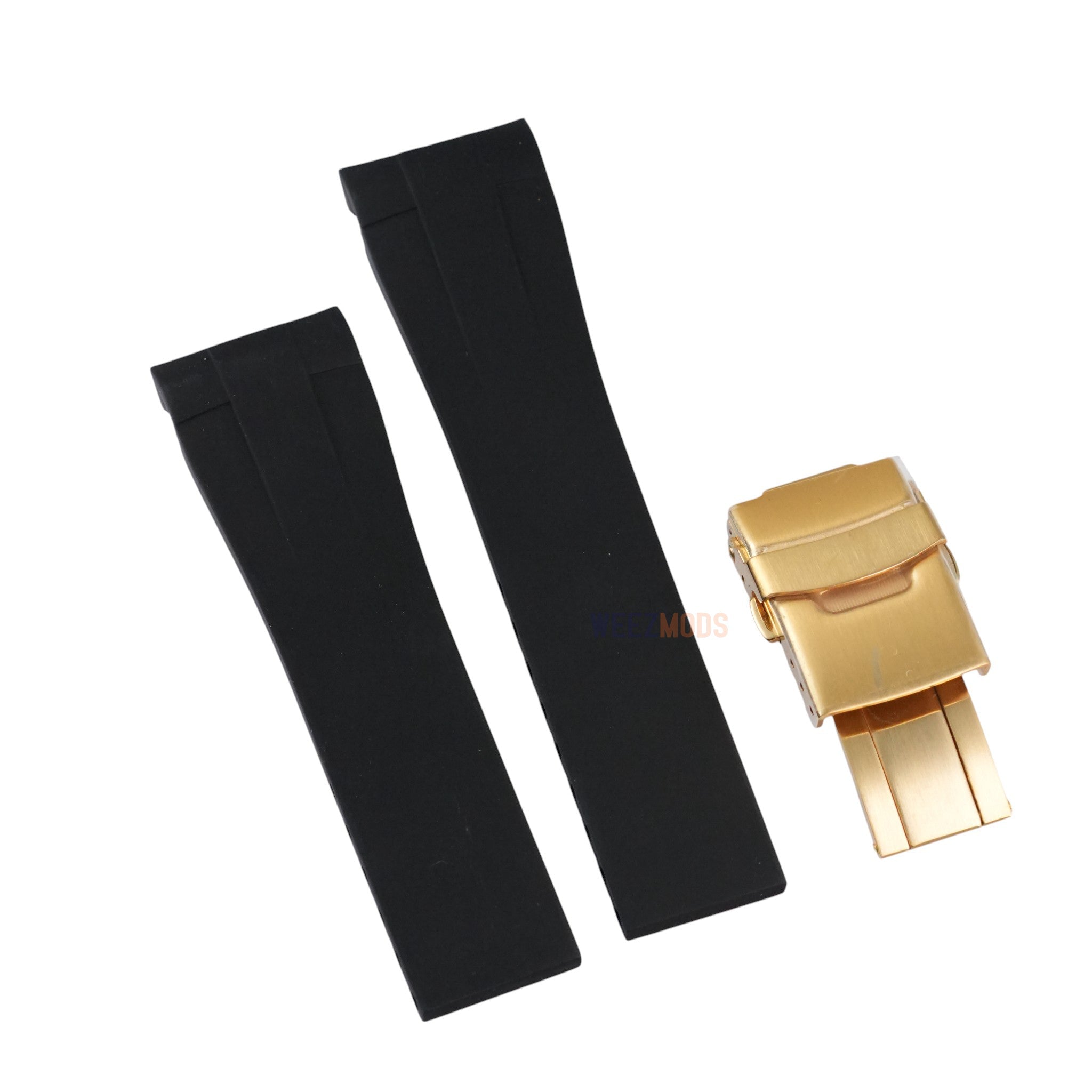 SKX007/SRPD FKM: Black Rubber Strap with Gold Clasp