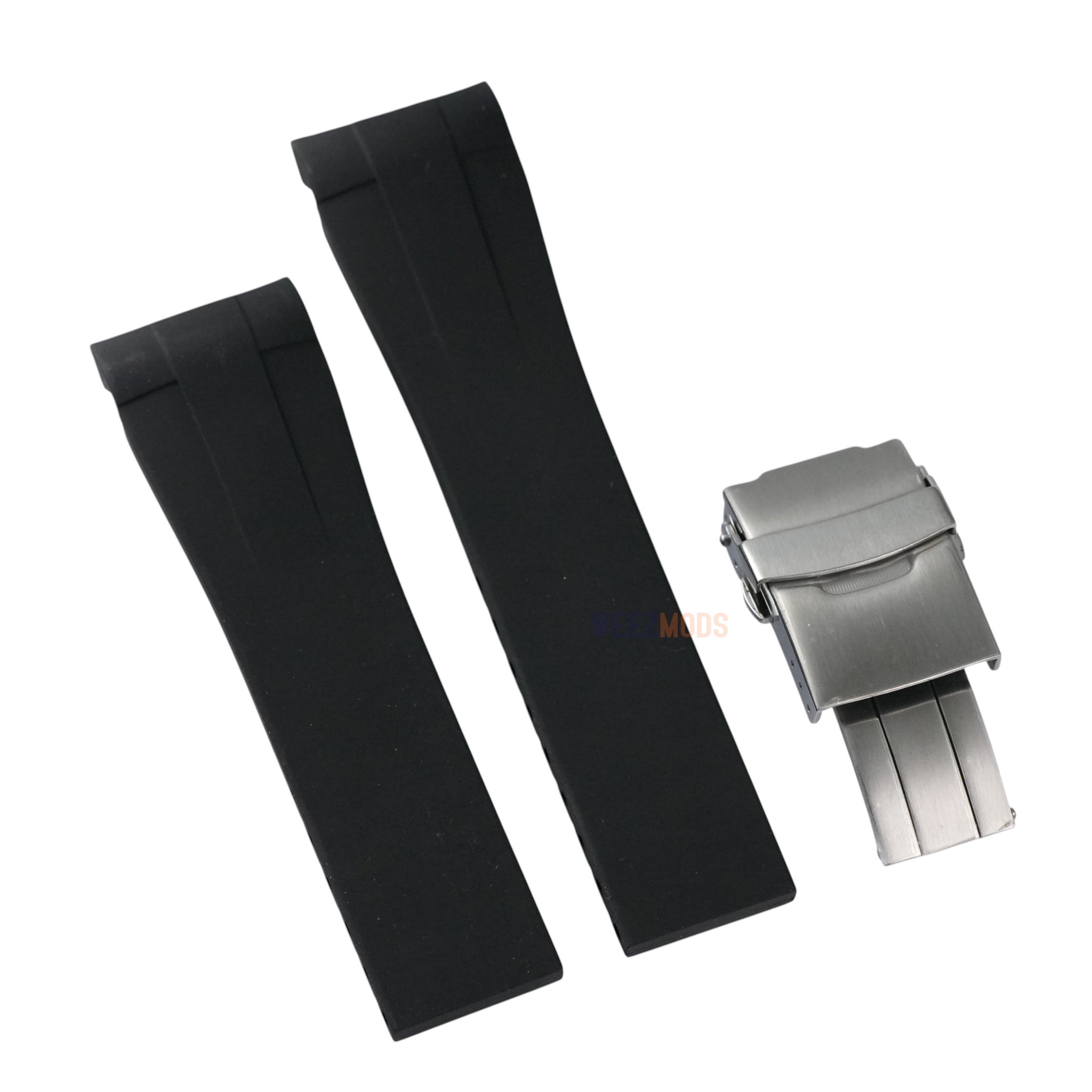 SKX007/SRPD FKM: Black Rubber Strap with Silver Clasp