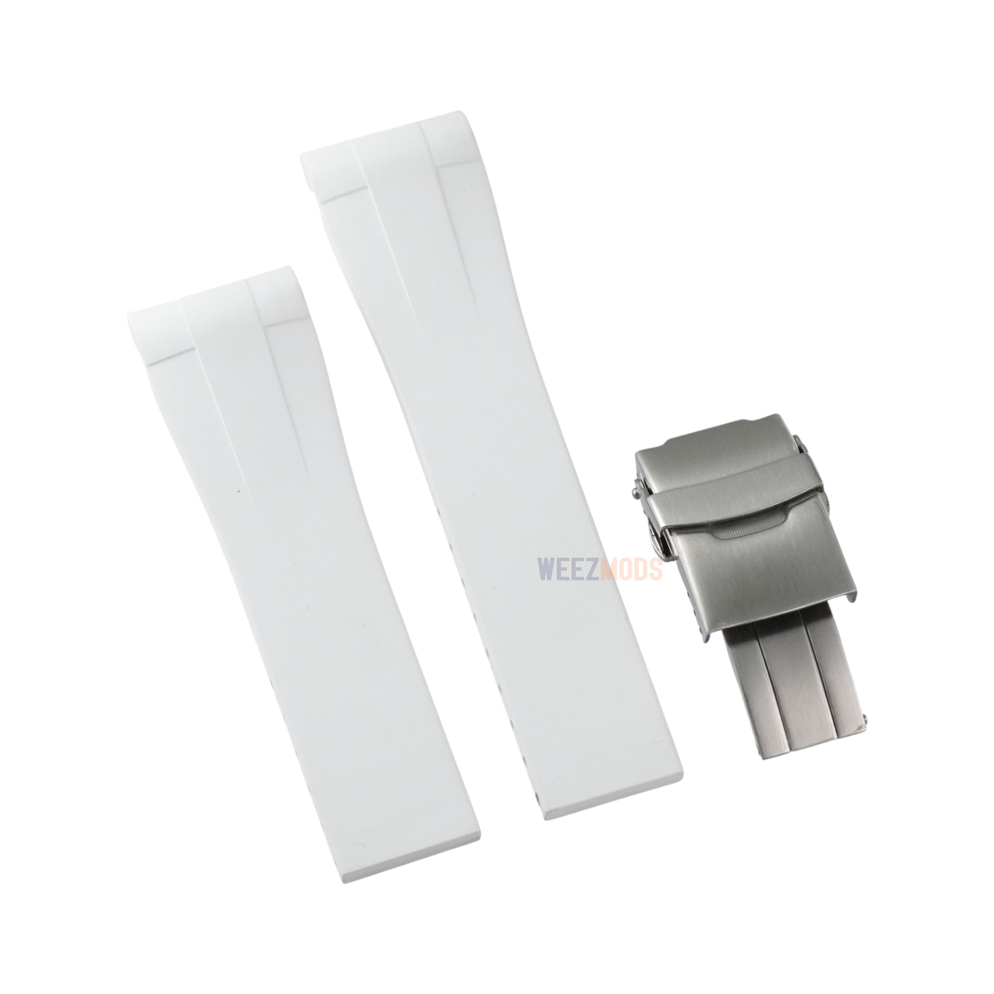 SKX007/SRPD FKM: White Rubber Strap with Silver Clasp