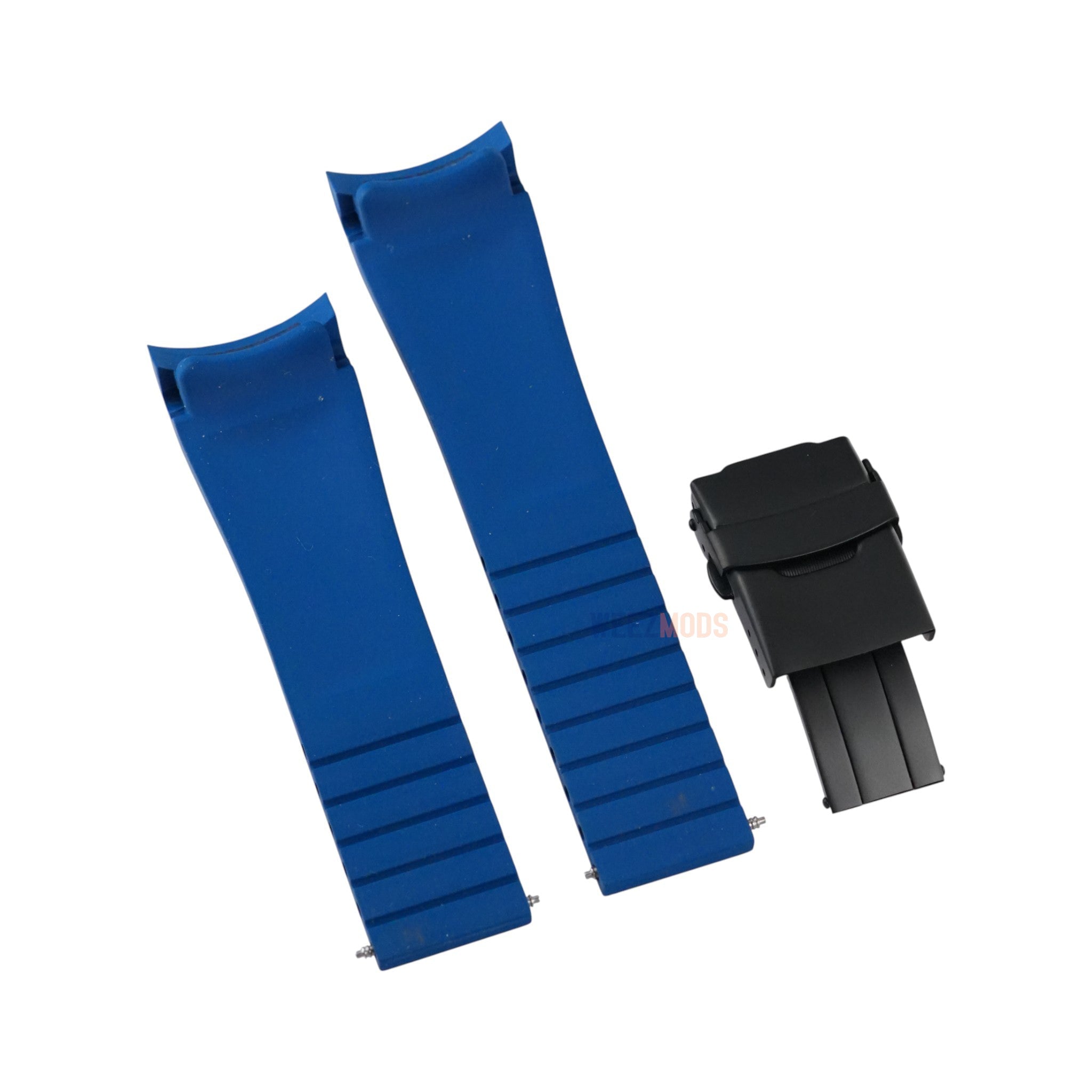 SKX007/SRPD FKM: Navy Rubber Strap with Matte Black Clasp