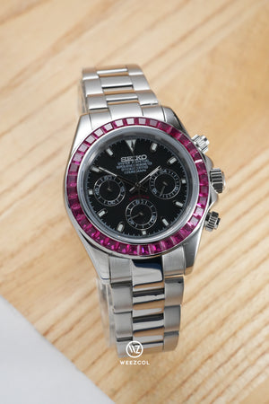 Seiko VK63: 'Pink Ruby' Chronograph Mecha-Quartz custom VK63 chronograph watch