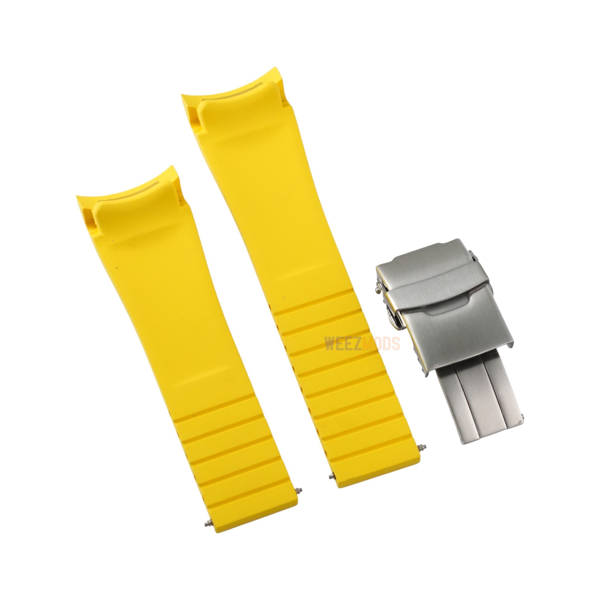 SKX007/SRPD FKM: Yellow Rubber Strap with Silver Clasp