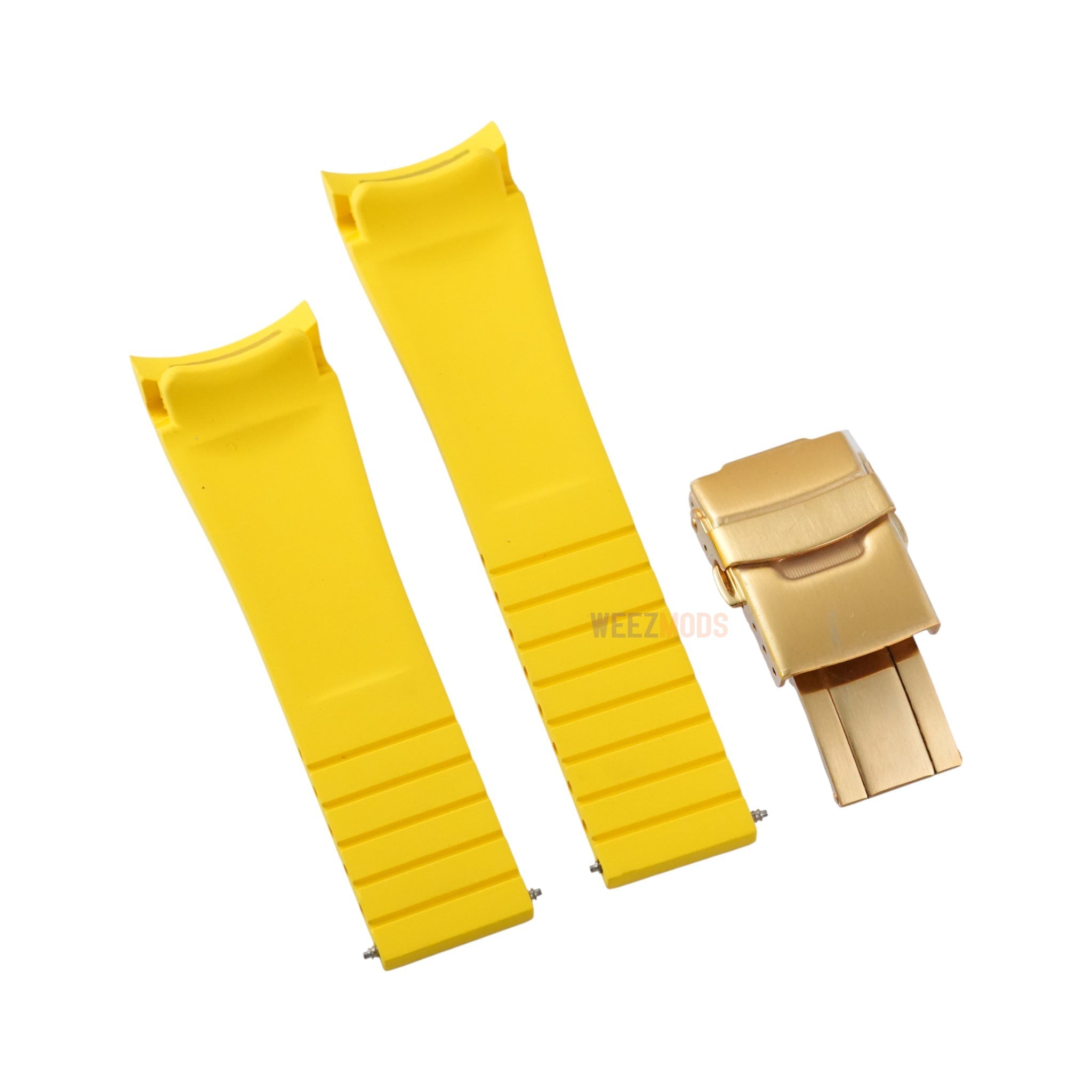 SKX007/SRPD FKM: Yellow Rubber Strap with Rose Gold Clasp