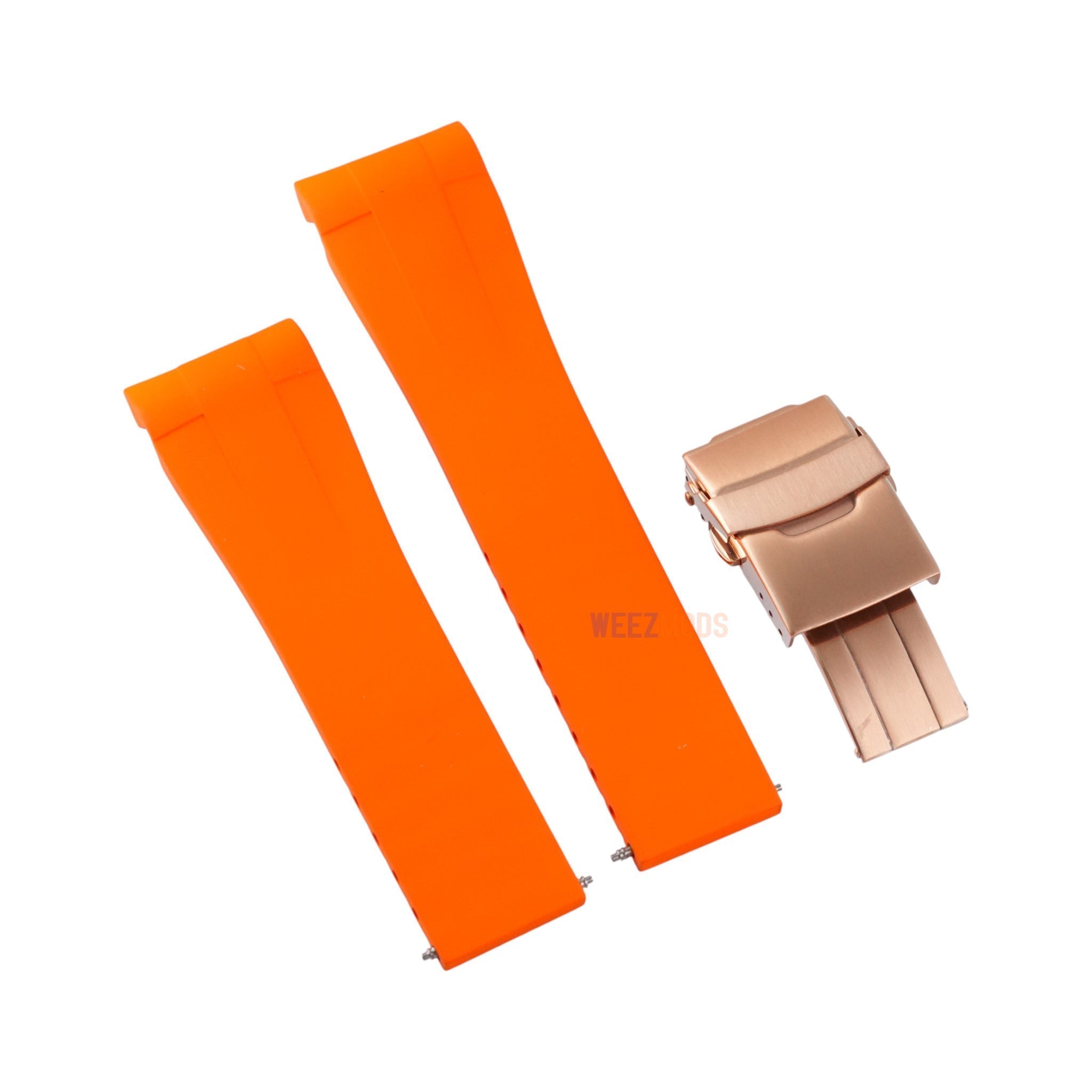 SKX007/SRPD FKM: Orange Rubber Strap with Rose Gold Clasp