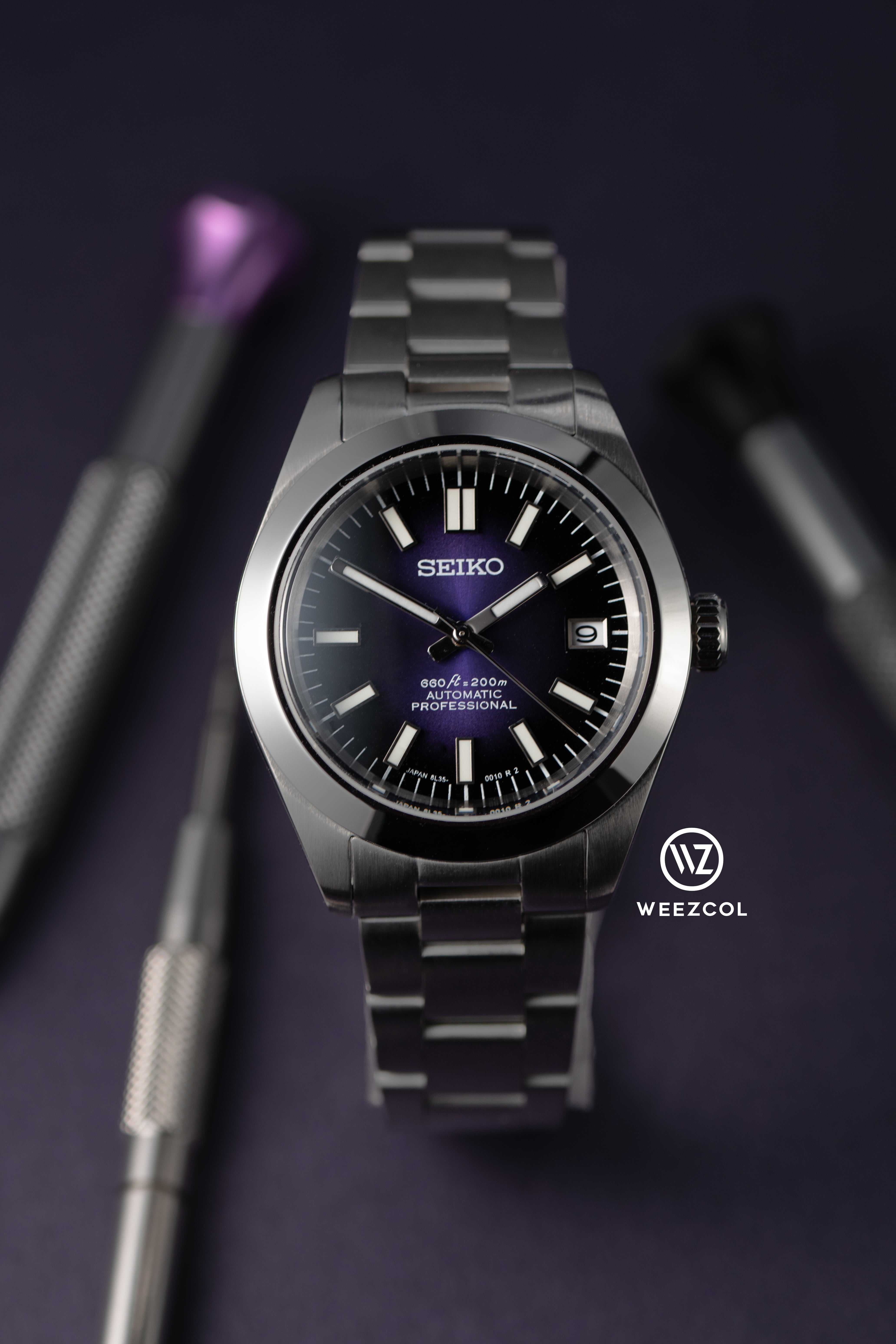 Seiko Explorer: Purple in Brushed Silver